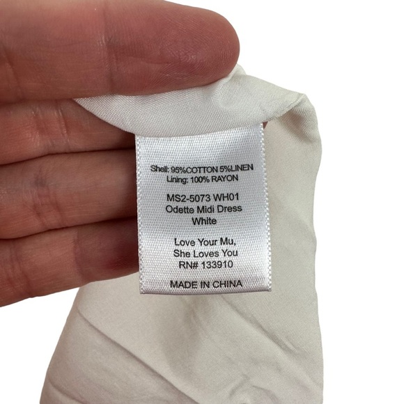 Show Me Your Mumu Sz L Women's White Poof Sleeve Smocked Odette Midi Dress NWT - Picture 10 of 16